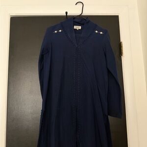Sania Maskatiya Pakistani/Indian Elegant Navy Blue Long Sleeve Dress